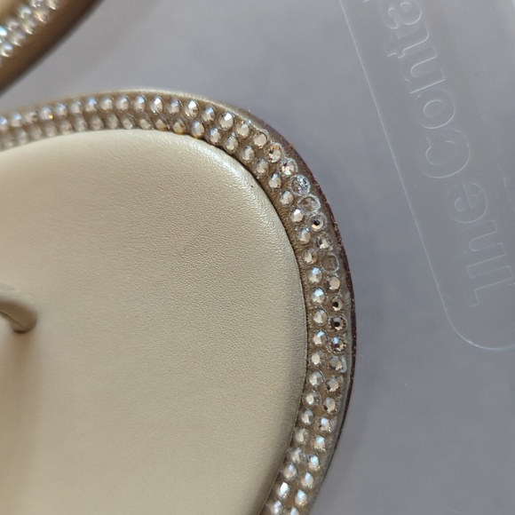 Rene Caovilla Gold Wedge Rhinestone Thong Sandals 37 - Picture 6 of 8